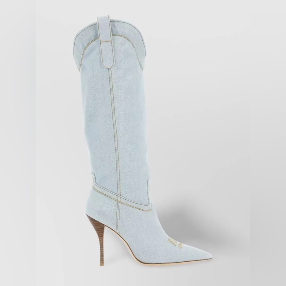Stuart Weitzman Light Blue Denim Western Over the Knee Boots